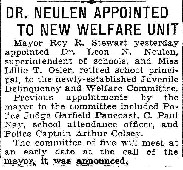 Dr. Neulen, C. Paul Ney, Arthur Colsey, Lillie T. Osler, Roy R. Stewart