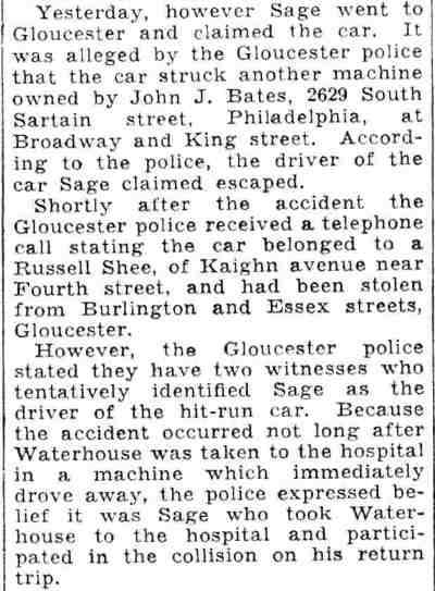 ‘Buck’ Sage Held as ‘Hit-Runner’ - Camden Courier-Post, June 11, 1932