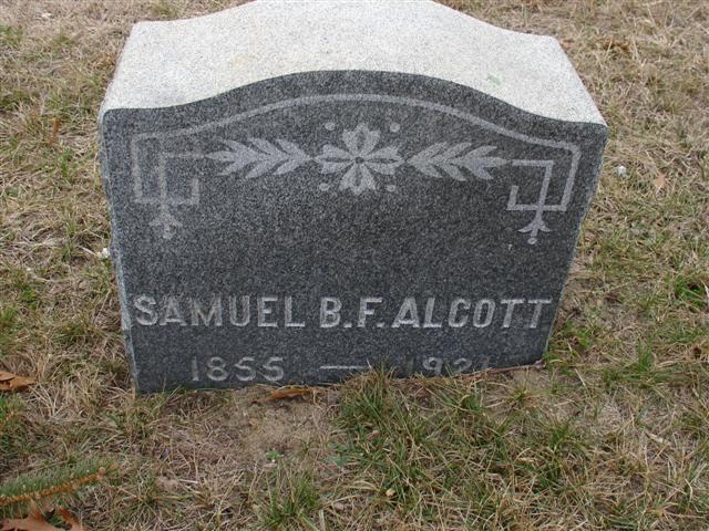 Gravestone of Samuel B.F. Alcott, Pemberton Baptist Church, Pemberton, New Jersey