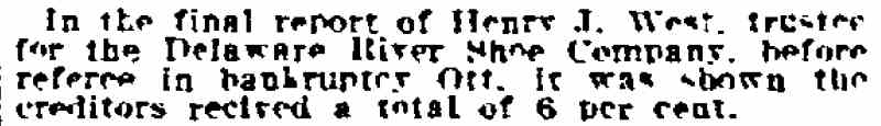 Philadelphia Inquirer, February 9, 1917 — S. Conrad Ott, Henry J. West, Delaware River Shoe Company