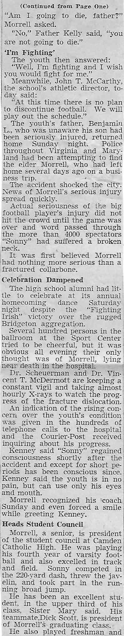 Sonny Morrell Fighting for Life; Blood is Sought