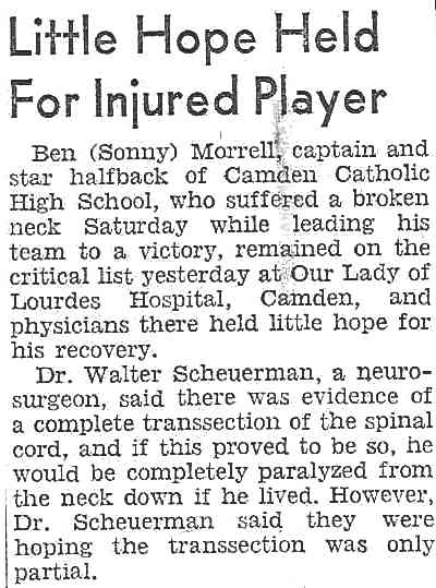 Little Hope Held for Injured Player