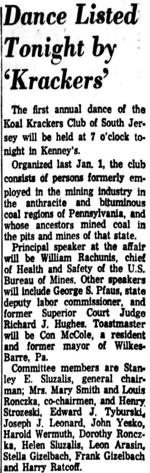 Dance Listed Tonight by 'Krackers' — Camden County Record, April 8, 1961