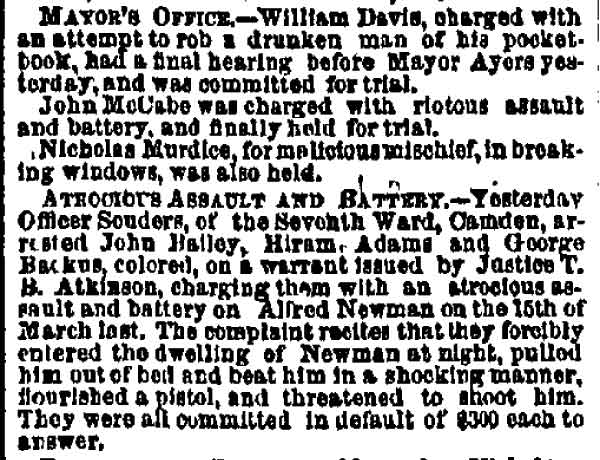 Atrocious Assault and Battery — Philadelphia Inquirer, April 4, 1877