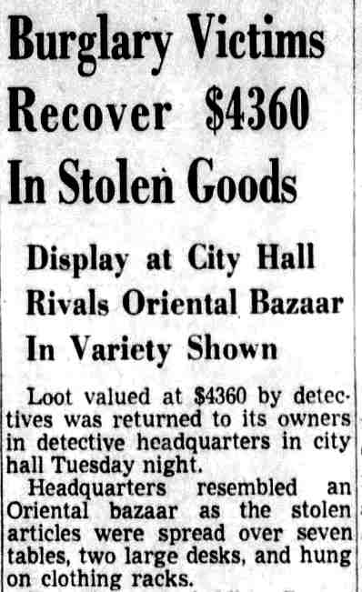 Burglary Victims Recover $4360 in Stolen Goods article, part 1