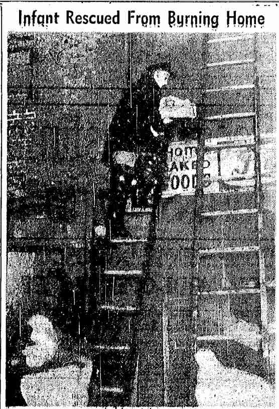 San Diego Union, March 31, 1947 — Infant Rescued From Burning Home (photograph)