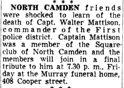 Camden Courier-Post, August 2, 1950 — North Camden, Square Club of North Camden, Murray Funeral Home, Cooper Street