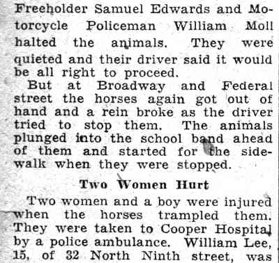Camden Courier-Post, June 15, 1932 — Horses Bolt continued