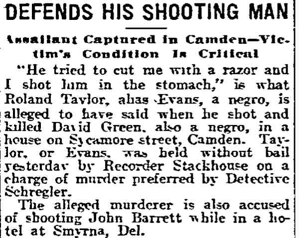 Philadelphia Inquirer, December 28, 1911 — Defends His Shooting Man