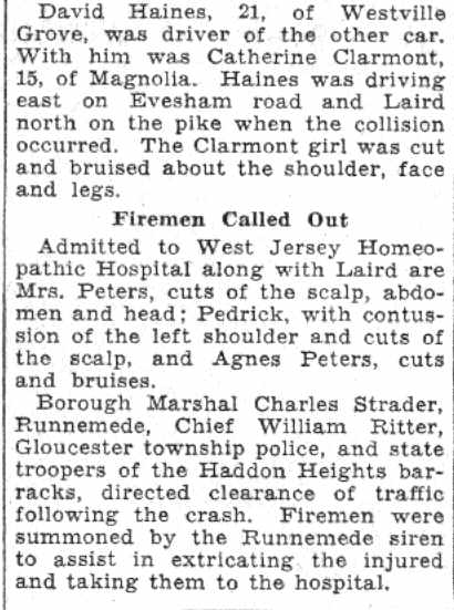 Camden Courier-Post article: Firemen Called Out section
