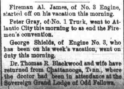 Camden Daily Courier, September 26, 1894 — news items about firemen