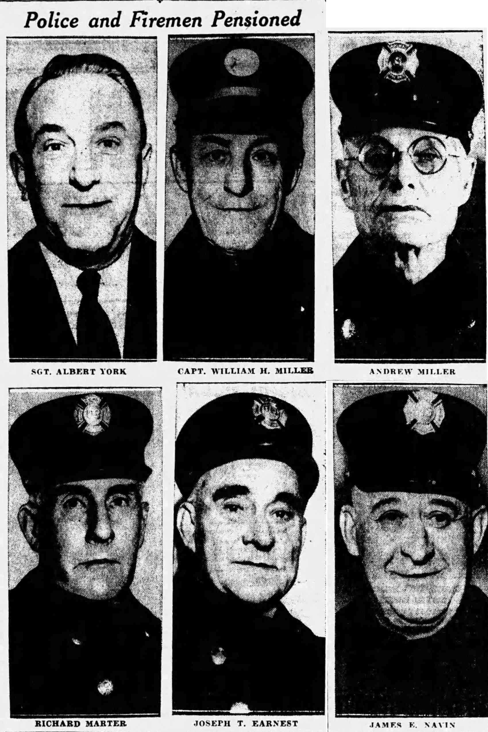 Camden Courier-Post, December 31, 1932 — Police and Firemen Pensioned (photo panel)
