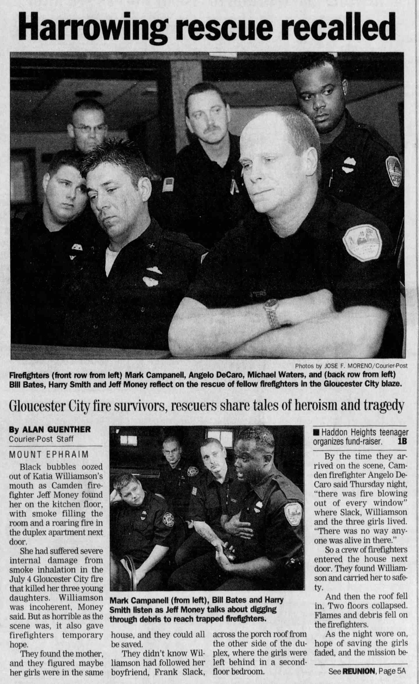 Gloucester City fire survivors, rescuers share tales of heroism and tragedy, Camden Courier-Post, July 19, 2002