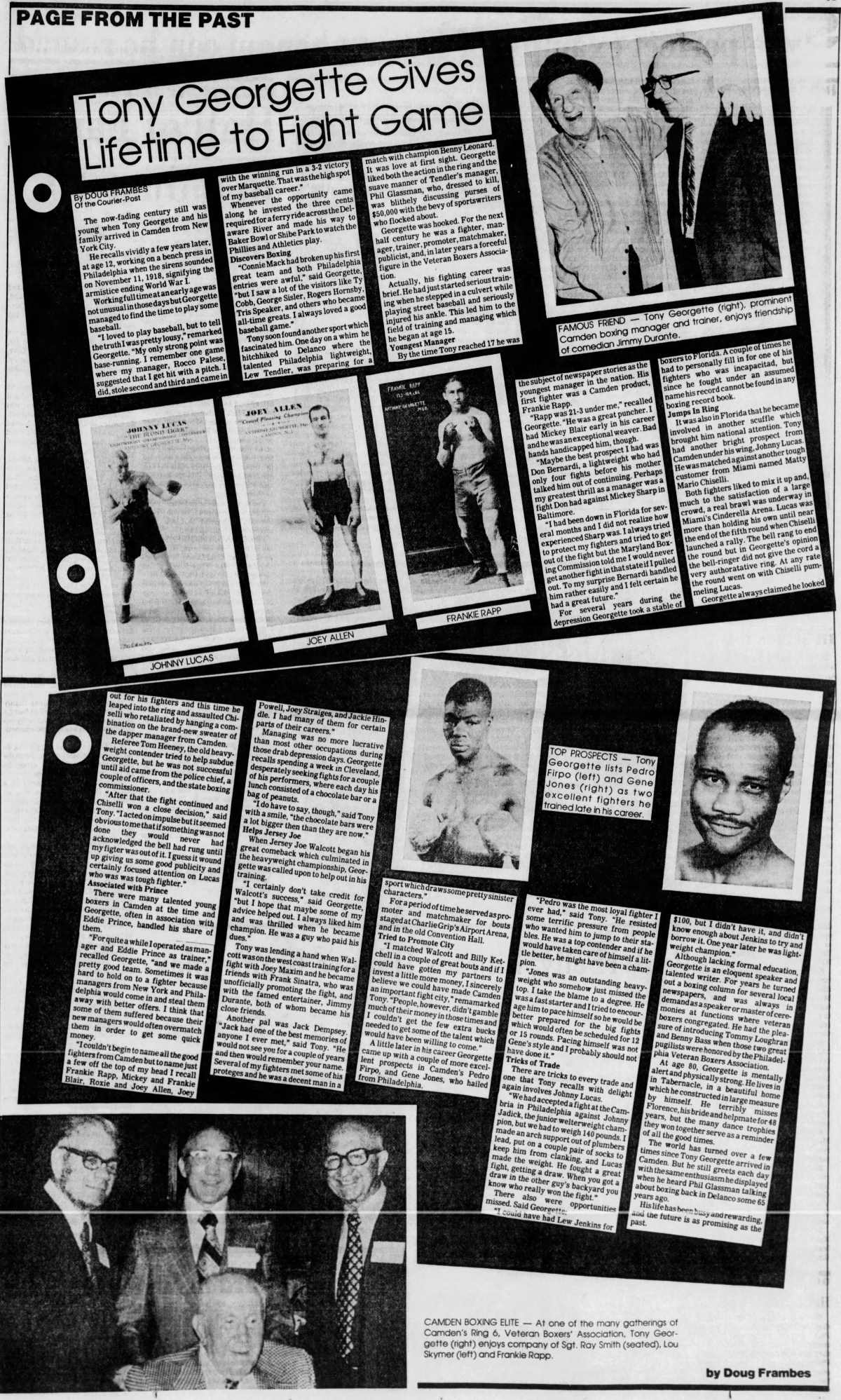 Tony Georgette Gives Lifetime to Fight Game, Page From the Past feature by Doug Frontero, Camden Courier-Post August 10 1986