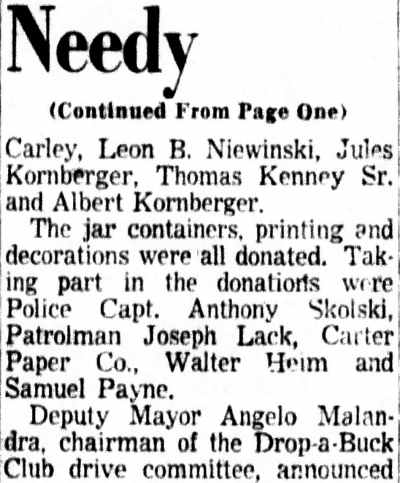 Drop-a-Buck Club Organizes Drive To Aid Needy Families at Christmas - Camden Courier-Post, November 6, 1953