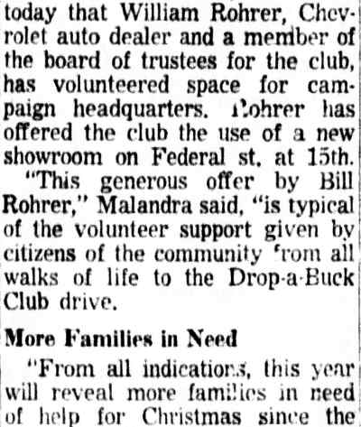 Drop-a-Buck Club Organizes Drive To Aid Needy Families at Christmas - Camden Courier-Post, November 6, 1953