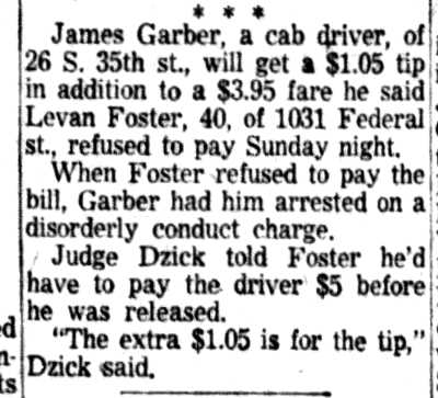 Garber cab fare story, Camden Courier-Post, January 25, 1954