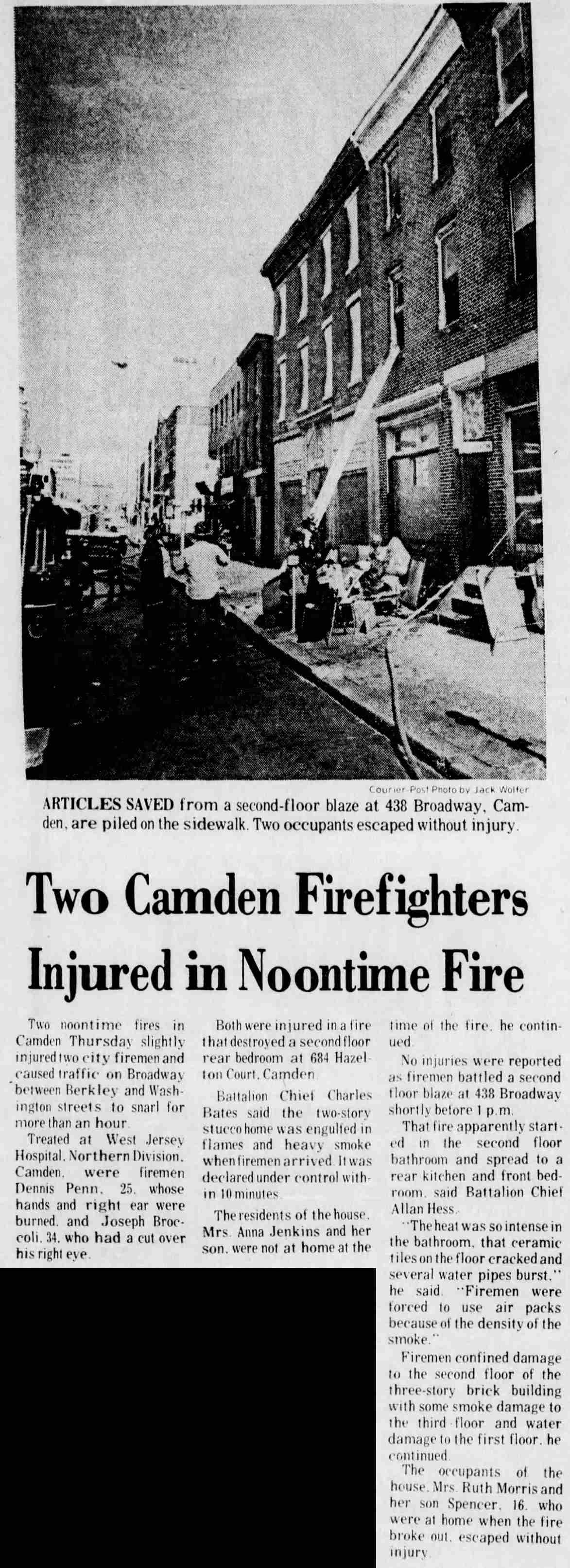 Broadway fire article, February 1975