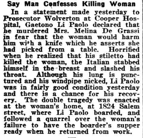 Say Man Confesses Killing Woman, Philadelphia Inquirer, March 2, 1919