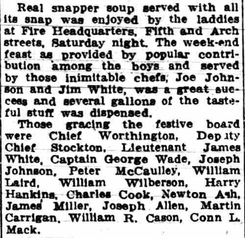 Camden Post-Telegram, April 6, 1914 — fire headquarters supper