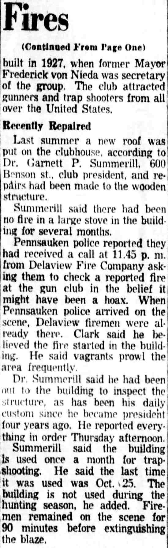 Camden Courier-Post November 6, 1953, Fire Destroys Gunners' Club, continued