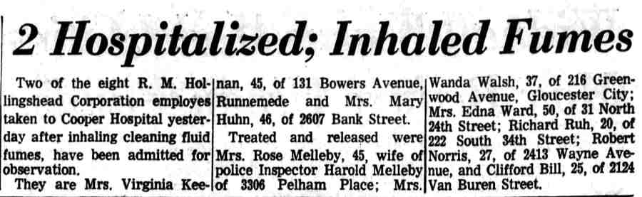 2 Hospitalized; Inhaled Fumes, Camden Courier-Post, February 16, 1967