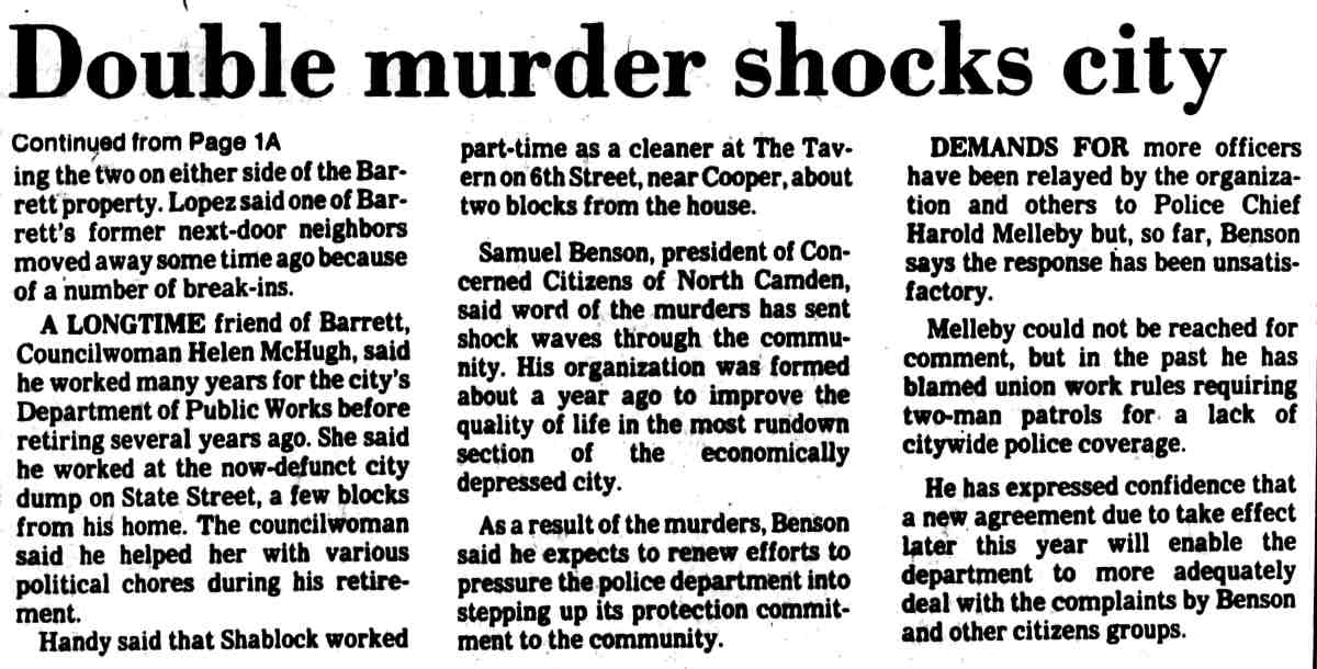 Double murder shocks Camden (continued), Camden Courier-Post, September 23, 1979