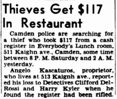 Camden Courier-Post June 7, 1948 - Harry Kyler article featuring Clifford Del Rossi