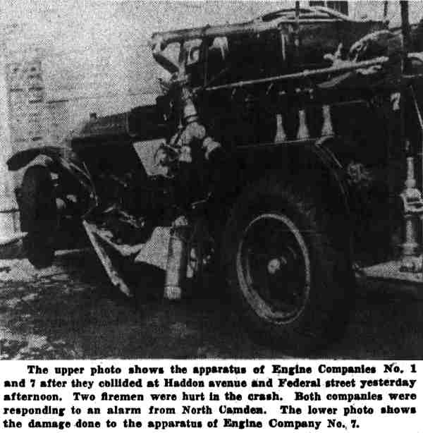 Fire apparatus collision article, Camden Courier-Post, September 14, 1936