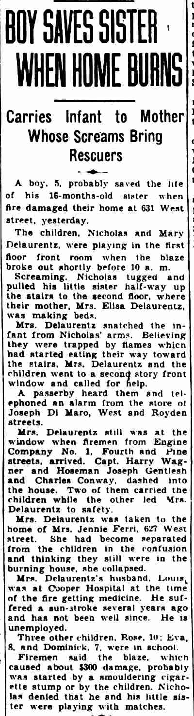 Camden Courier-Post, December 13, 1932 — Engine Company 1 at West Street
