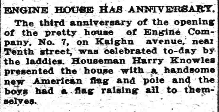 Engine Company 7 third anniversary, July 1, 1913