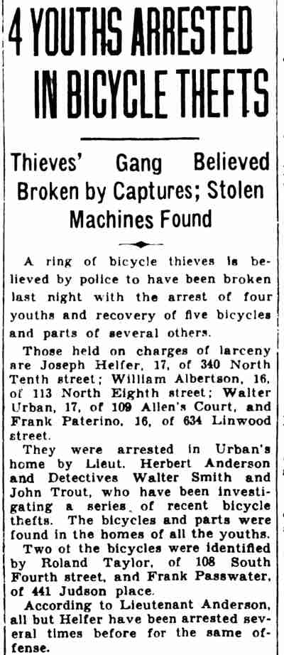 Camden Courier-Post January 12 1933 — police raid photo with Lieutenant Herbert Anderson