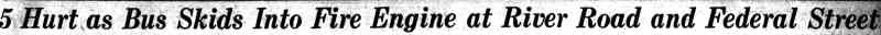 Camden Courier-Post, October 27, 1934 — 5 Hurt as Bus Skids Into Fire Engine at River Road and Federal Street (headline)