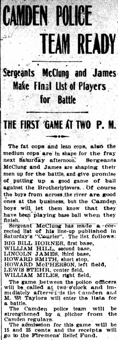 Camden Daily Courier, April 9, 1906 — Camden Police Team Ready