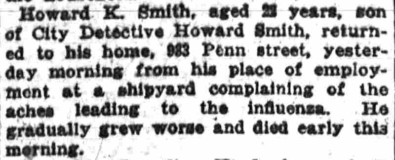 Camden Post-Telegram, October 3, 1918 — Death of Howard K. Smith