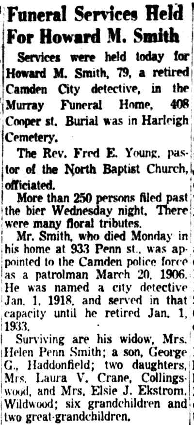 Camden Courier-Post, December 3, 1953 — Funeral Services Held For Howard M. Smith