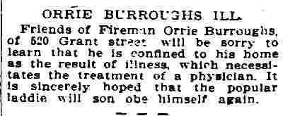 Camden Daily Courier, October 9, 1912 — Orrie Burroughs Ill