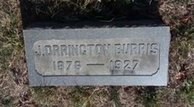 Gravestone of J. Orrington Burris, 1878–1927, Evergreen Cemetery