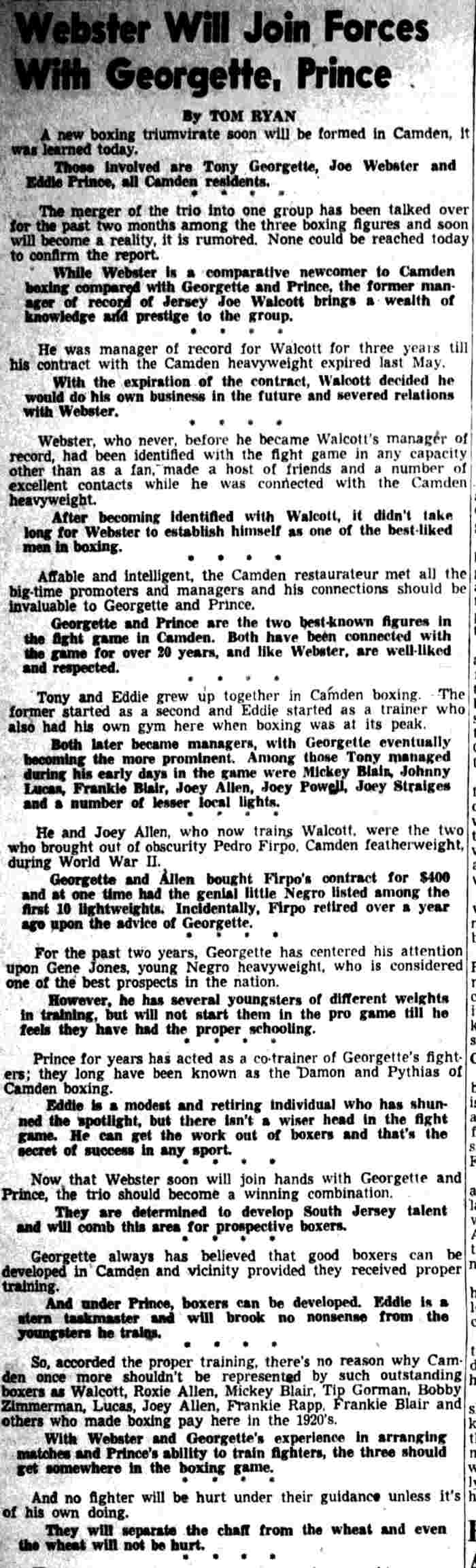 Webster Will Join Forces With Georgette, Prince, by Tom Ryan, November 20, 1948