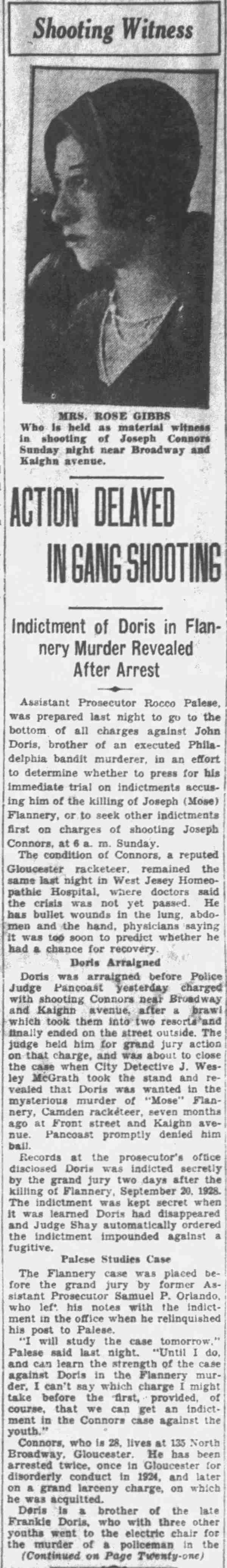 Camden Courier-Post, April 30, 1929 — Action Delayed in Gang Shooting