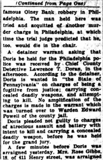Camden Courier-Post, April 30, 1929 — John Doris shooting case (part 4)