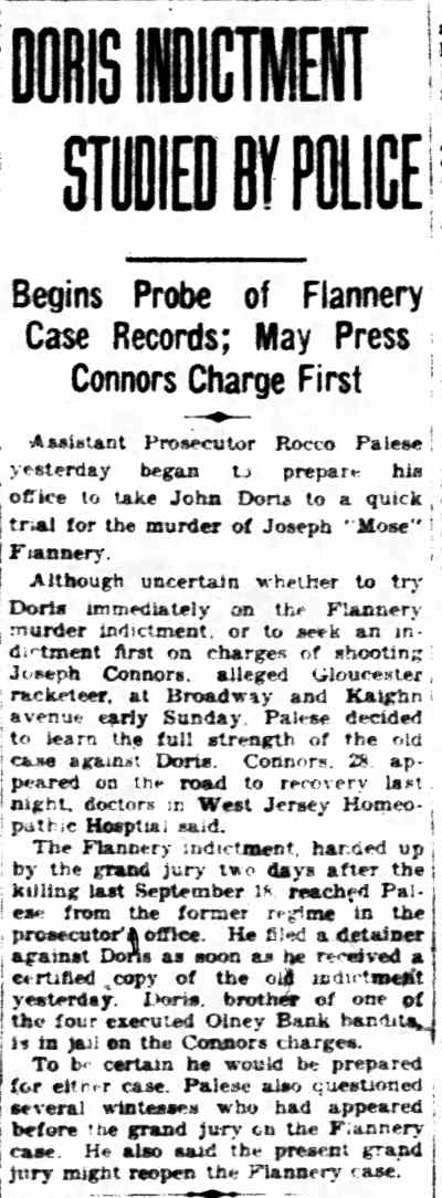 Camden Courier-Post, May 1, 1929 — Doris Indictment Studied by Police