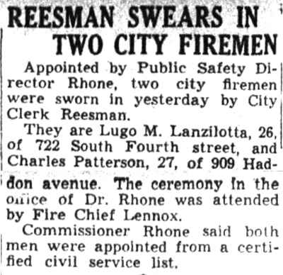 Camden Courier-Post, May 24, 1944 — Reesman Swears In Two City Firemen