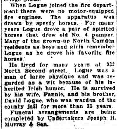 Camden Courier-Post April 20, 1927 — Joseph Logue article continued