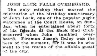 Camden Daily Courier, June 27, 1911 — John Lack Falls Overboard