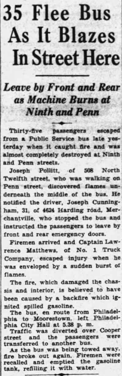 Newspaper photo of firefighters at scene, part 1