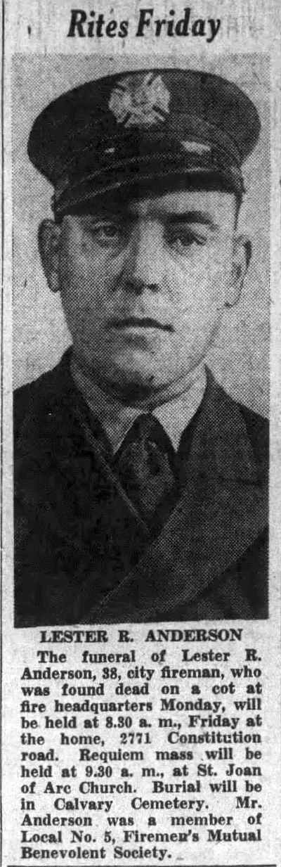 Camden Courier-Post November 8, 1939 — Rites Friday — Lester R. Anderson obituary