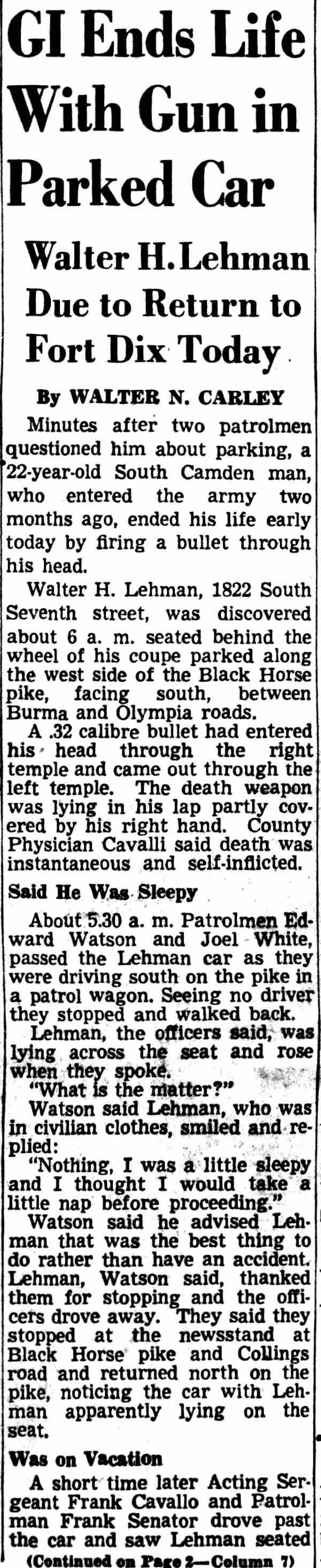 Walter H. Lehman case, October 11, 1949