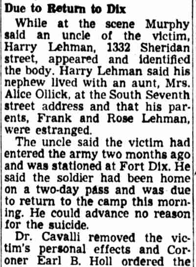 Walter H. Lehman case continued