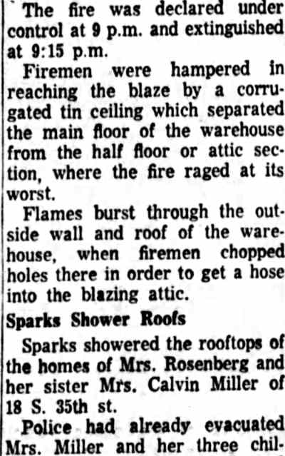 Flames Rake Warehouse in East Camden continued — Camden Courier-Post, December 22, 1961